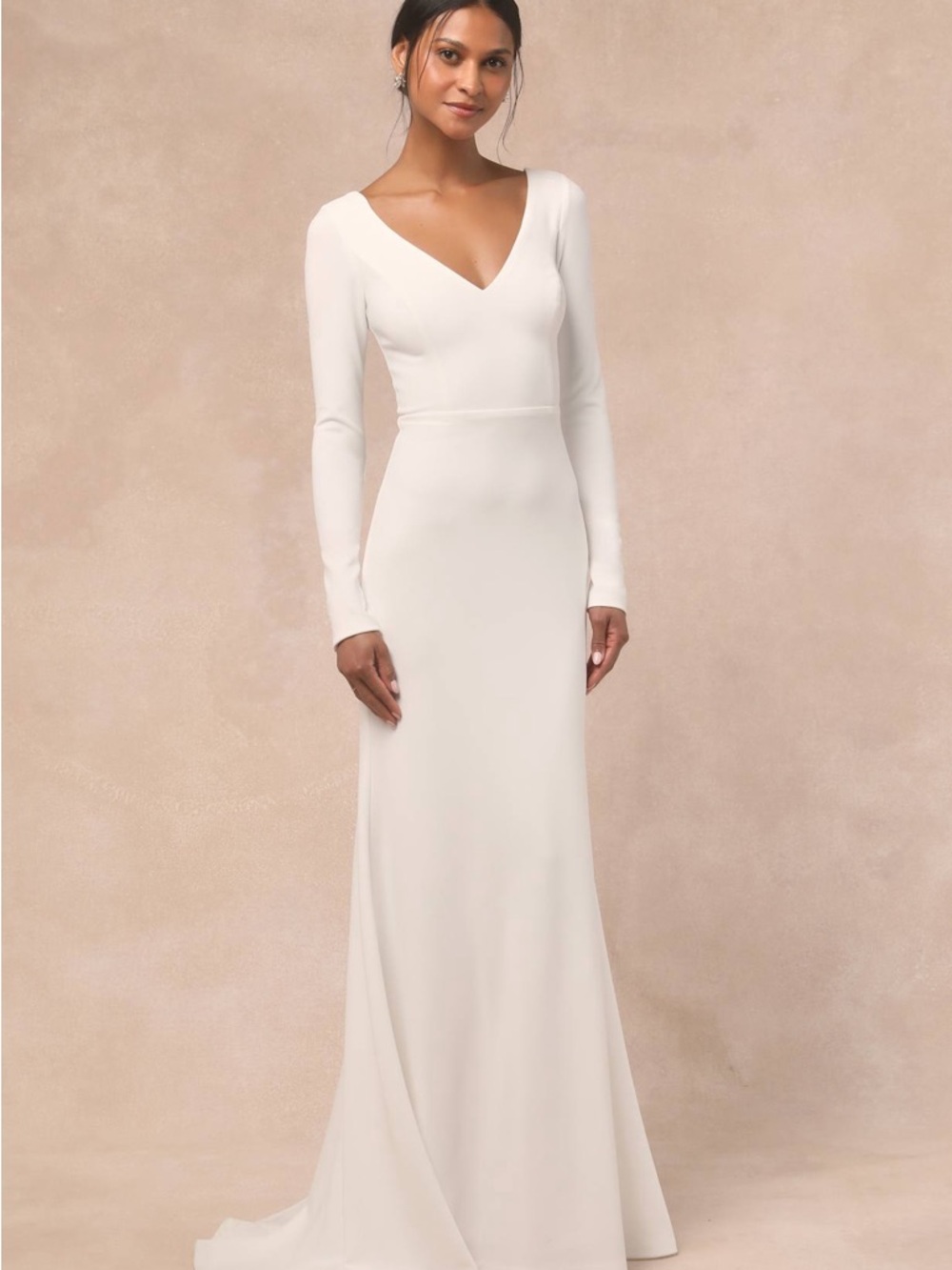 Lulus Feeling of Forever White Long Sleeve Mermaid Maxi Dress Size S NWOT